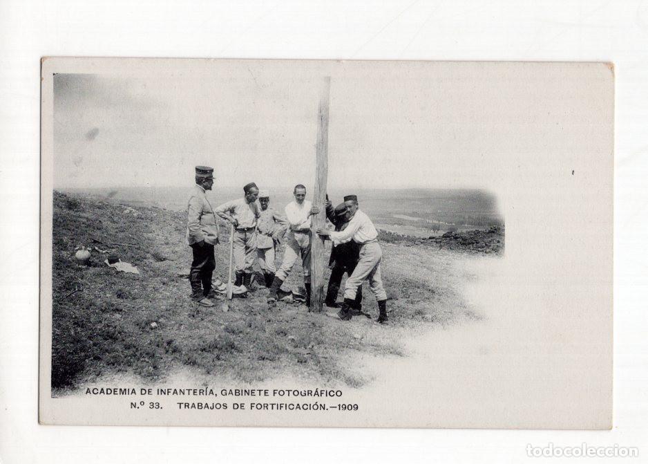 Postales: ACADEMIA DE INFANTER&Iacute;A, GABINETE FOTOGR&Aacute;FICO N.&deg; 33. TRABAJOS DE FORTIFICACI&Oacute;N.- 1909
