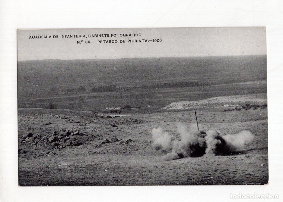 Postales: ACADEMIA DE INFANTER&Iacute;A, GABINETE FOTOGR&Aacute;FICO N.&deg; 34. PETARDO DE PICRINTA.- 1909.