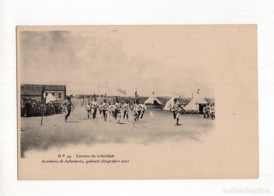 Postales: N.&deg; 33. CARRERA DE VELOCIDAD ACADEMIA DE INFANTER&Iacute;A, GABINETE FOTOGR&Aacute;FICO 1911