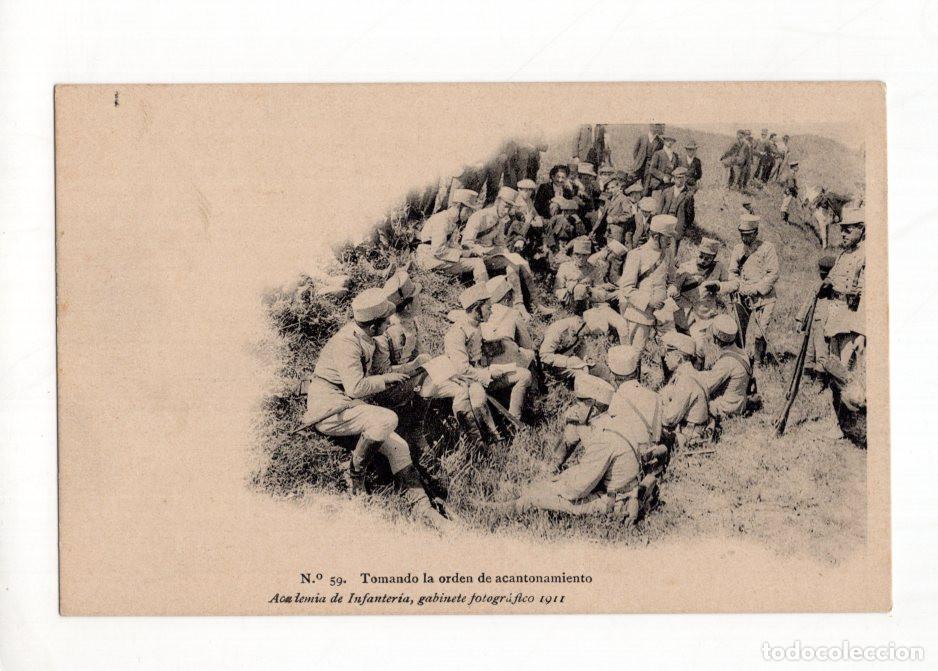 Postales: N.&ordm; 59. TOMANDO LA ORDEN DE ACANTONAMIENTO ACADEMIA DE INFANTER&Iacute;A, GABINETE FOTOGR&Aacute;FICO 1911