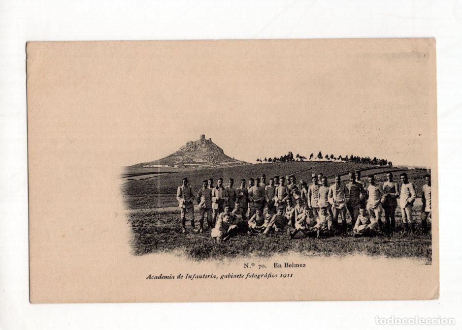 Postales: N.&ordm; 70. EN BELMEZ ACADEMIA DE INFANTER&Iacute;A, GABINETE FOTOGR&Aacute;FICO 1911