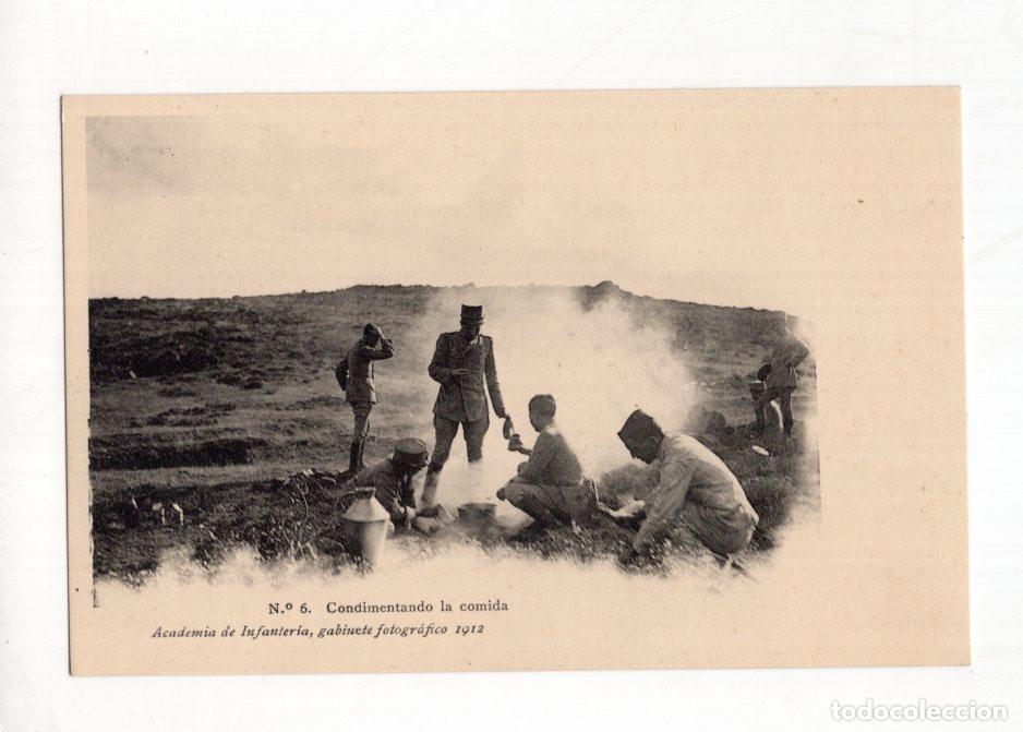 Postales: N.&ordm; 6. CONDIMENTANDO LA COMIDA ACADEMIA DE INFANTER&Iacute;A, GABINETE FOTOGR&Aacute;FICO 1912
