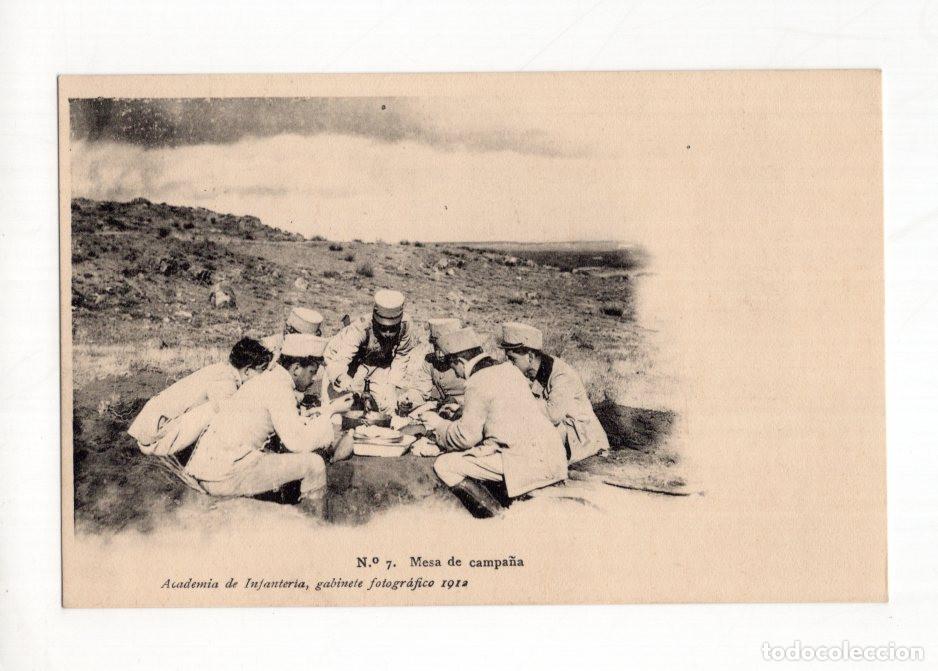 Postales: N.&ordm; 7. MESA DE CAMPA&Ntilde;A ACADEMIA DE INFANTER&Iacute;A, GABINETE FOTOGR&Aacute;FICO 1912
