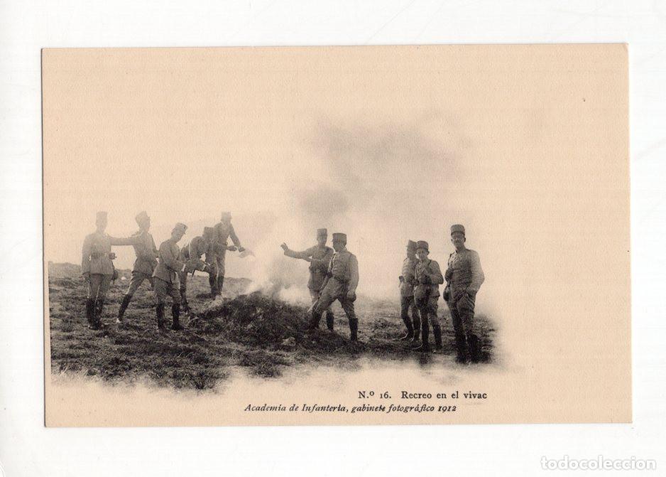 Postales: N.&ordm; 16. RECREO EN EL VIVAC ACADEMIA DE INFANTER&Iacute;A, GABINETE FOTOGR&Aacute;FICO 1912