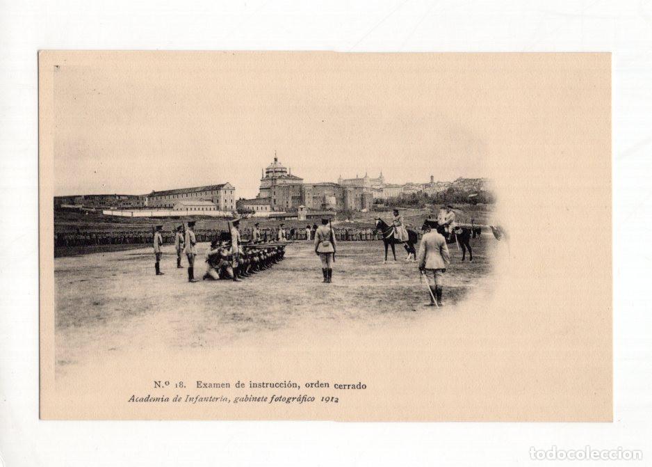 Postales: N.&ordm; 18. EXAMEN DE INSTRUCCI&Oacute;N, ORDEN CERRADO ACADEMIA DE INFANTER&Iacute;A, GABINETE FOTOGR&Aacute;FICO 1912