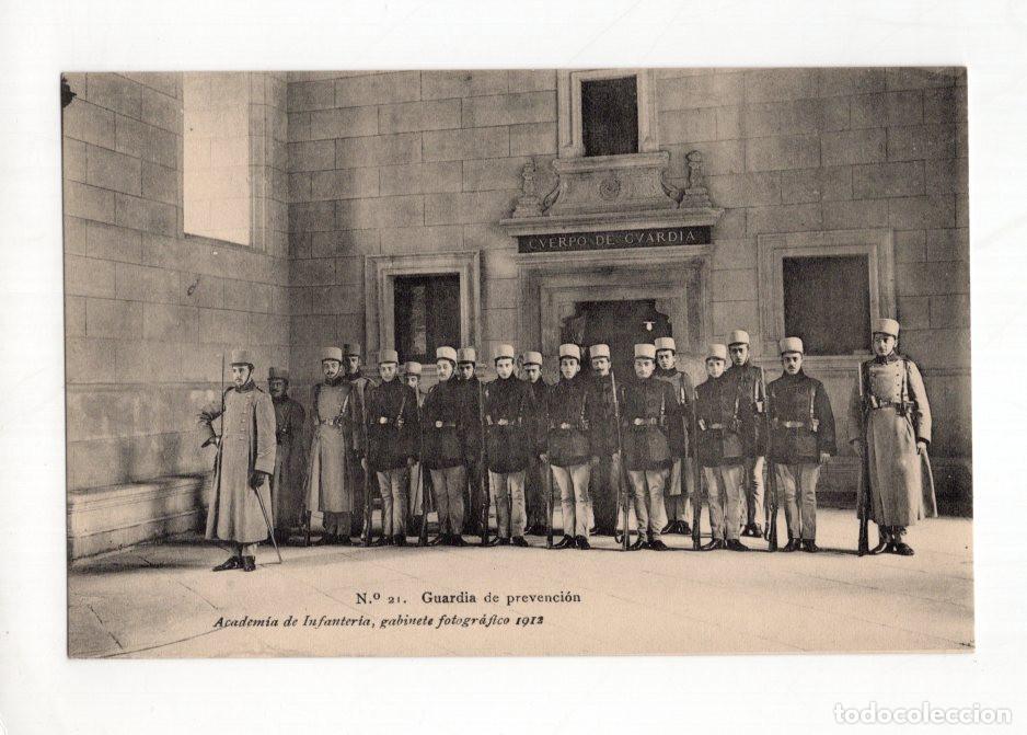 Postales: CUERPO DE GUARDIA N.&ordm; 21. GUARDIA DE PREVENCI&Oacute;N ACADEMIA DE INFANTER&Iacute;A, GABINETE FOTOGR&Aacute;FICO 1912