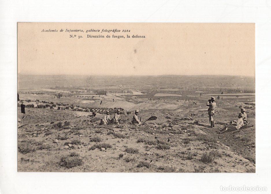 Postales: ACADEMIA DE INFANTER&Iacute;A, GABINETE FOTOGR&Aacute;FICO N. 32. DIRECCI&Oacute;N DE FUEGOS, LA DEFENSA.