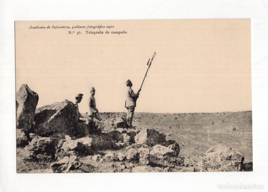Postales: ACADEMIA DE INFANTER&Iacute;A, GABINETE FOTOGR&Aacute;FICO 1912 N.&ordm; 36. TELEGRAF&Iacute;A DE CAMPA&Ntilde;A