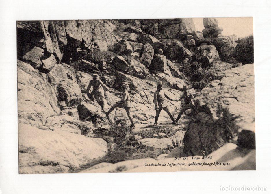 Postales: N. 41. PASO DIF&Iacute;CIL ACADEMIA DE INFANTER&Iacute;A, GABINETE FOTOGR&Aacute;FICO 1912