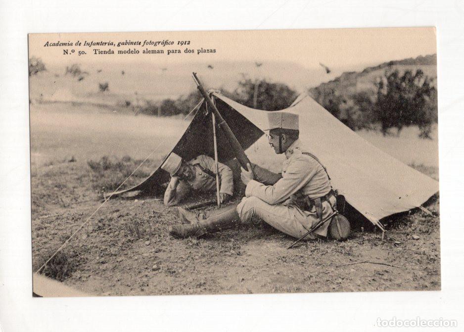 Postales: ACADEMIA DE INFANTER&Iacute;A, GABINETE FOTOGR&Aacute;FICO 1912 N.&ordm; 50. TIENDA MODELO ALEM&Aacute;N PARA DOS PLAZAS