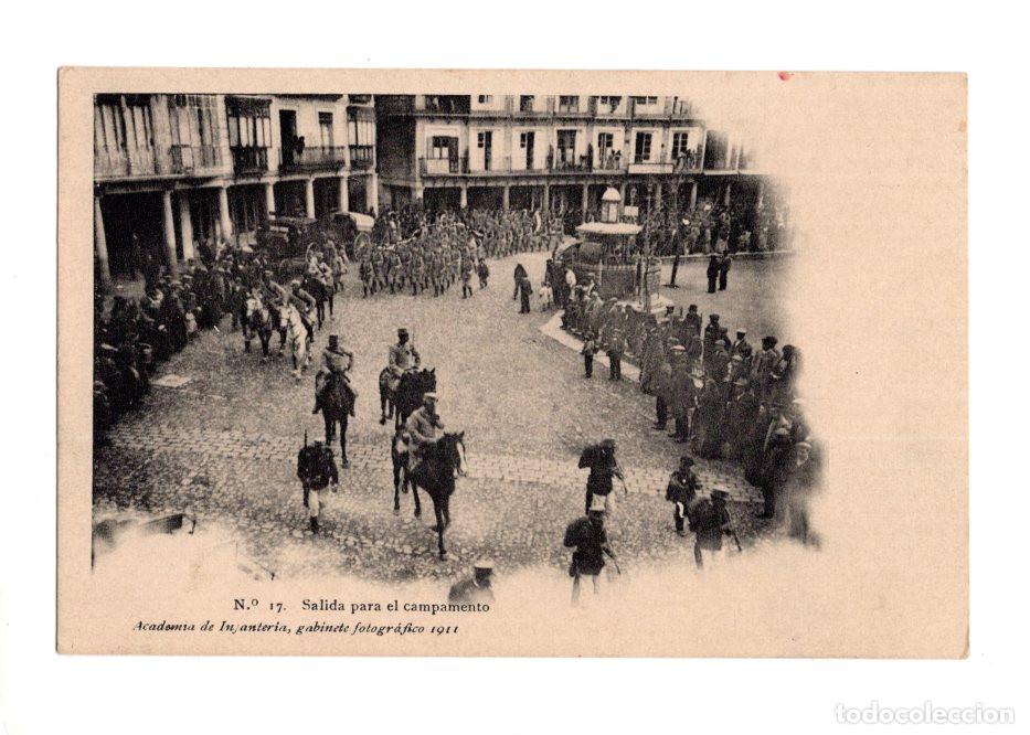 Postales: N.&ordm; 17. SALIDA PARA EL CAMPAMENTO ACADEMIA DE INFANTER&Iacute;A, GABINETE FOTOGR&Aacute;FICO 1911