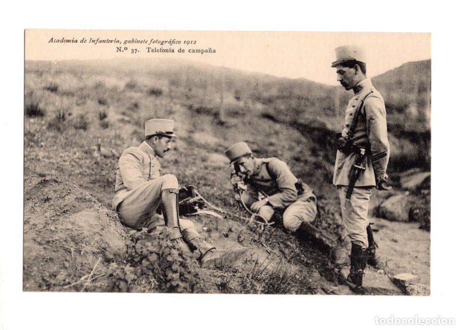 Postales: ACADEMIA DE INFANTER&Iacute;A, GABINETE FOTOGR&Aacute;FICO 1913 N.&ordm; 37. TELEFON&Iacute;A DE CAMPA&Ntilde;A.