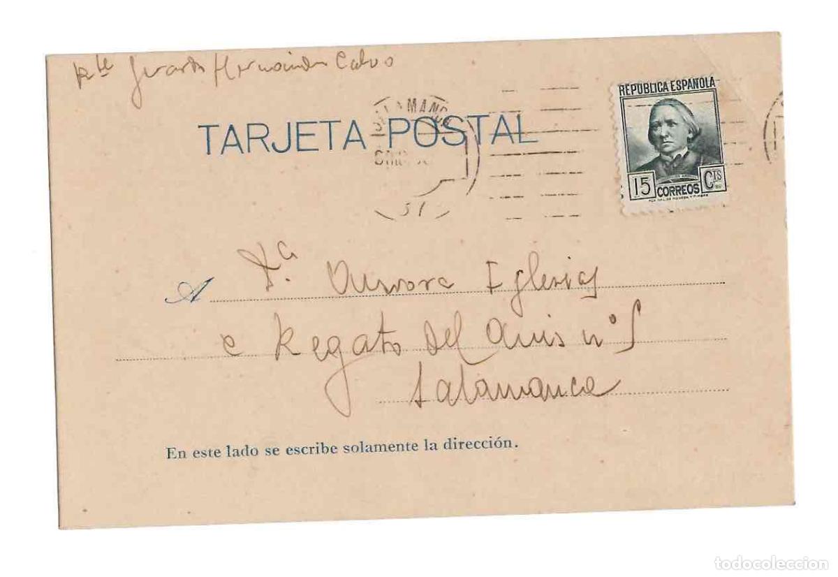 Postales: TARJETA POSTAL REPUBLICA ESPA&Ntilde;OLA CIRCULADA EN SALAMANCA, A&Ntilde;O 1936