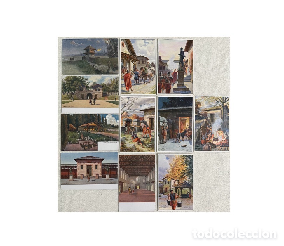 Postales: Legiones de Roma, colecci&oacute;n de 11 viejas postales con escenas del ej&eacute;rcito romano.