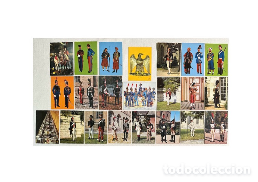 Postales: Uniformes militares franceses. Lote de 22 viejas postales. Historia de la uniformidad.