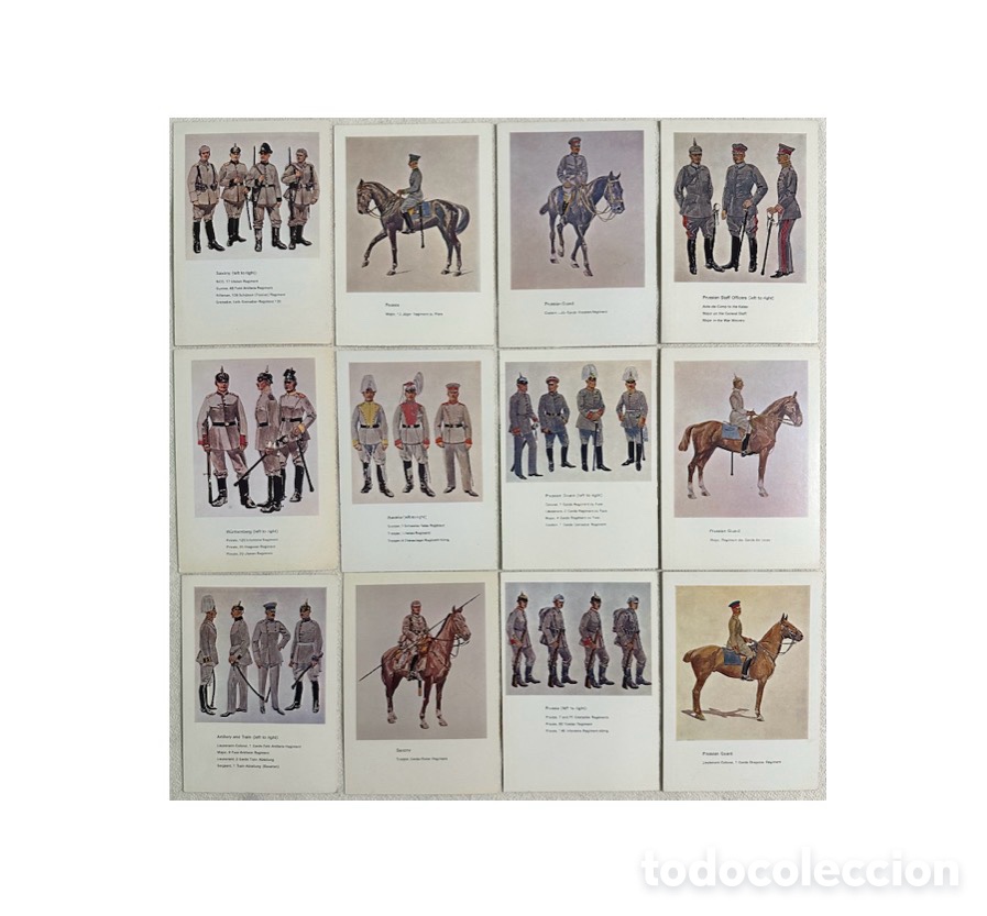 Postales: WWI, Uniformes del ej&eacute;rcito alem&aacute;n. Lote completo de 12 viejas postales, Imperial War Museum.