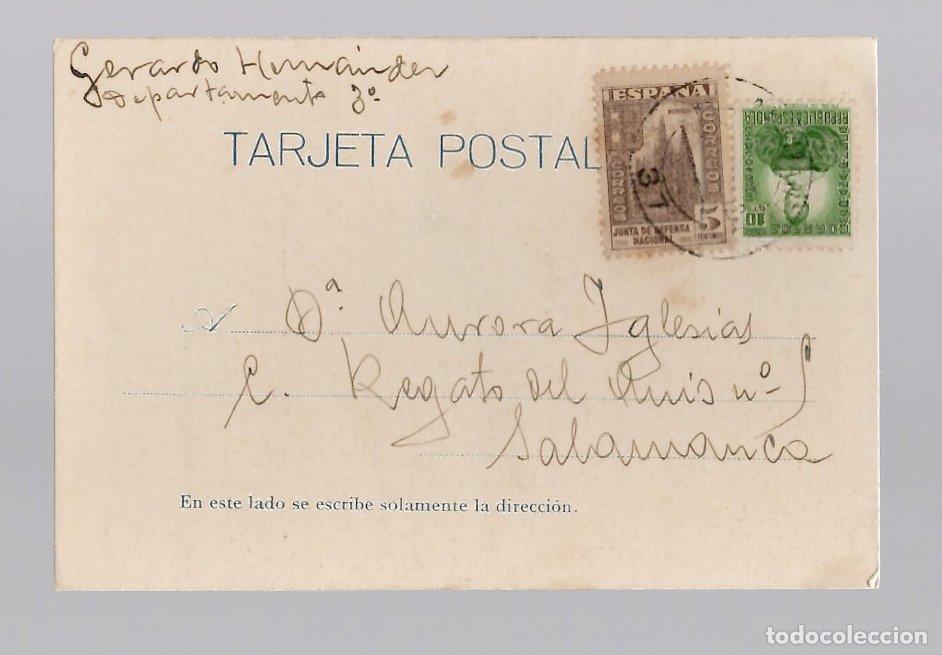 Postales: TARJETA POSTAL REPUBLICA ESPA&Ntilde;OLA CIRCULADA EN SALAMANCA, A&Ntilde;O 1937