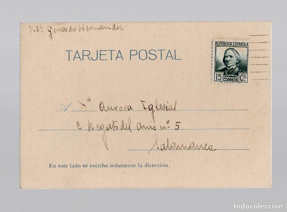 Postales: TARJETA POSTAL REPUBLICA ESPA&Ntilde;OLA CIRCULADA EN SALAMANCA, A&Ntilde;O 1936