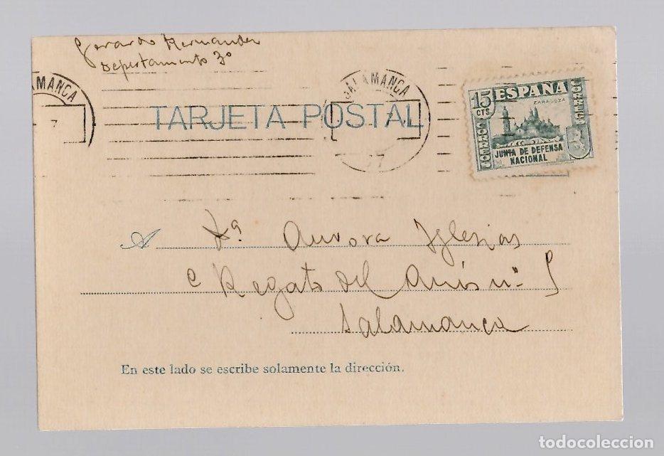 Postales: TARJETA POSTAL REPUBLICA ESPA&Ntilde;OLA CIRCULADA EN SALAMANCA, A&Ntilde;O 1937