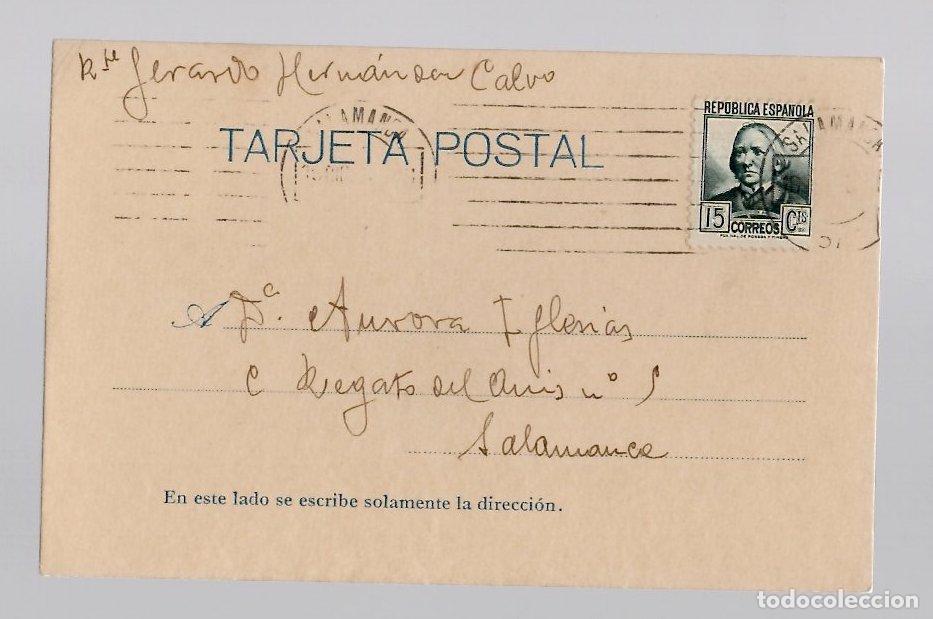 Postales: TARJETA POSTAL REPUBLICA ESPA&Ntilde;OLA CIRCULADA EN SALAMANCA, A&Ntilde;O 1936