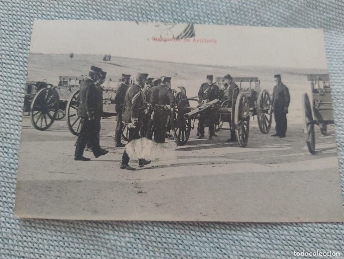Postcards: Inspecci&oacute;n de artiller&iacute;a. Enviada desde C&aacute;diz en 1909. Circulada
