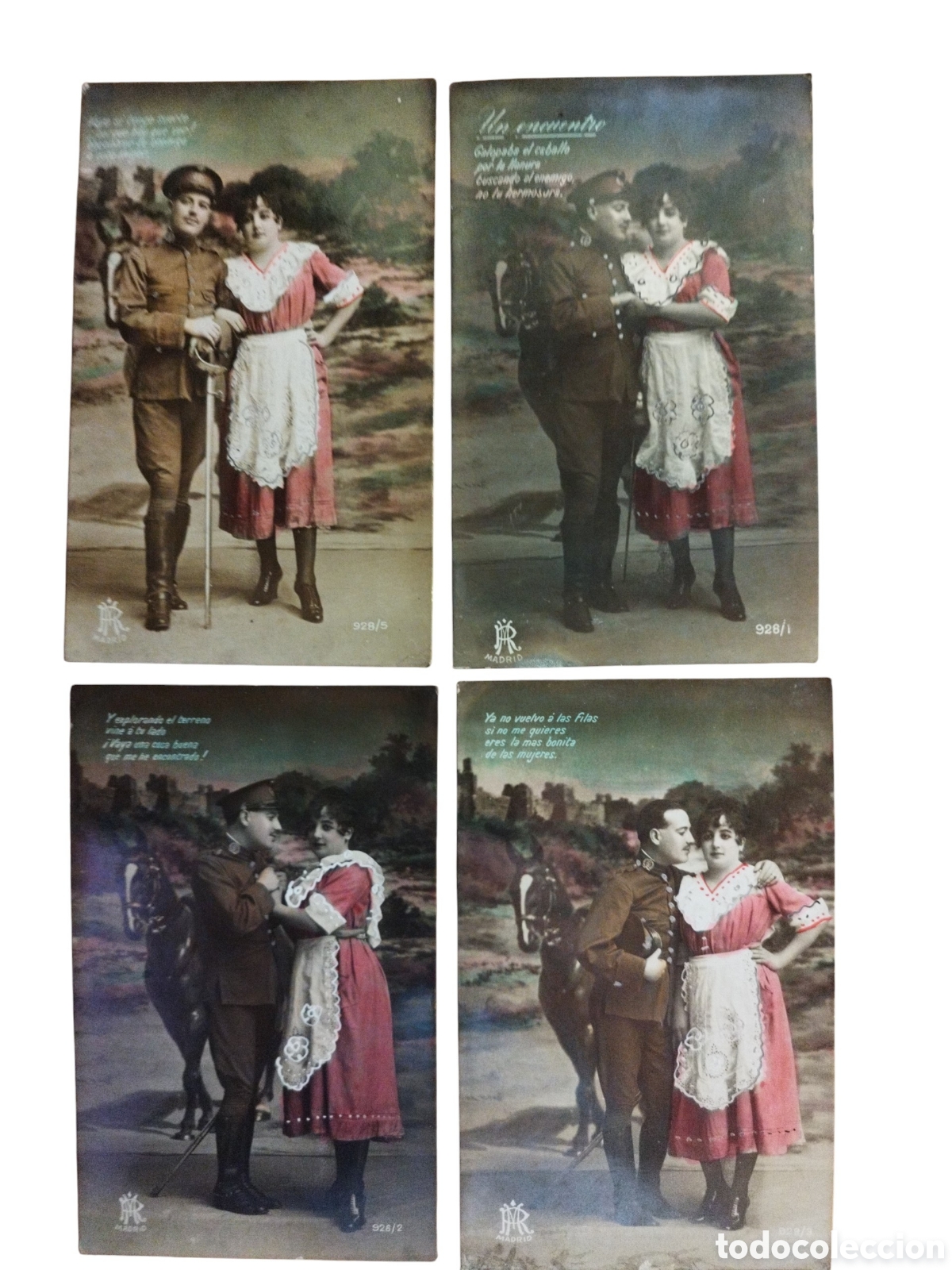 Postcards: 4 POSTALES ESCRITAS - HUMOR MILITAR - 1910 - 1920