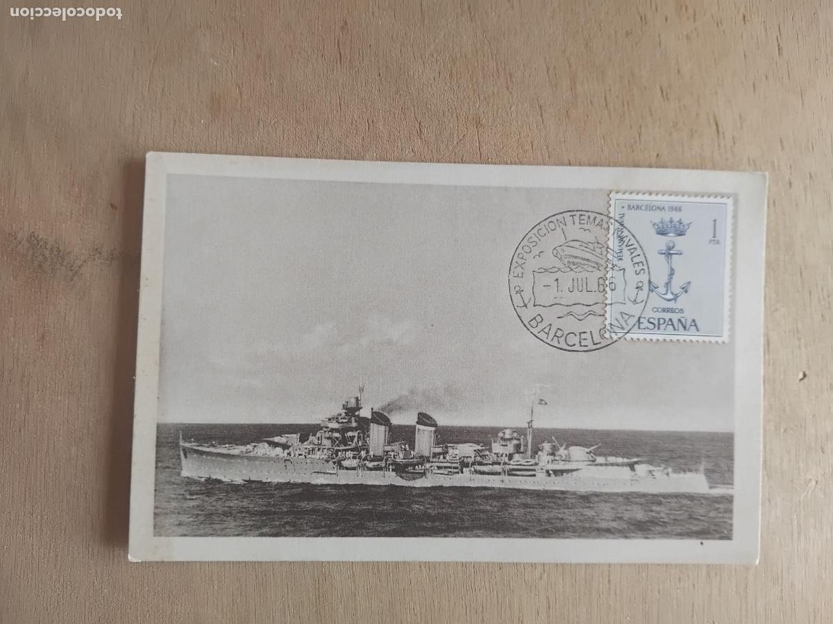 Postales: AKMIRANTE CERVERA. SELLO Y MATASELLOS EXPOSICION DE TEMAS NAVALES 1966