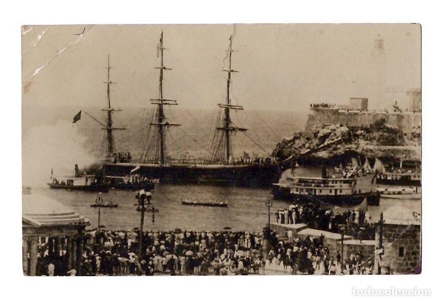 Postales: TARJETA POSTAL CORBETA NAUTILUS. CONCORDIA CUBA Y ESPA&Ntilde;A, LA HABANA, A&Ntilde;O 1908