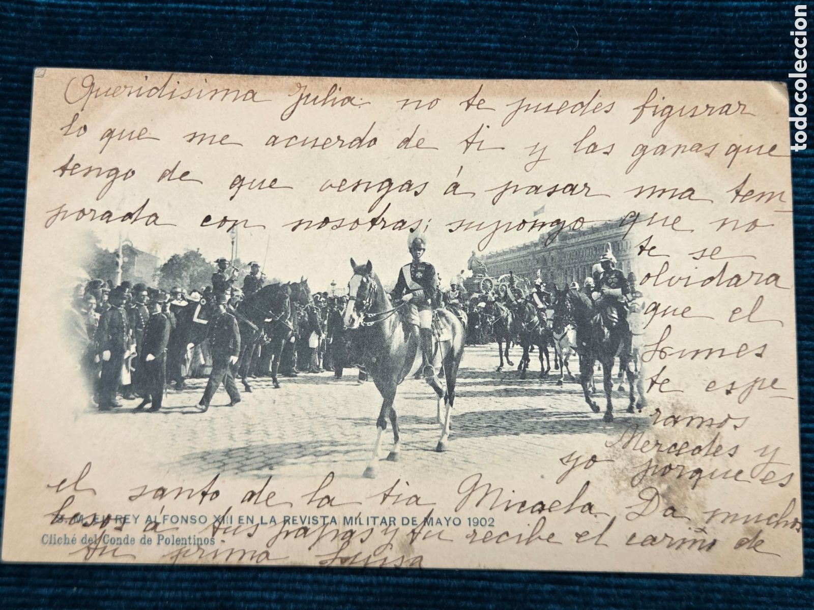 Postales: S.M. EL REY ALFONSO XIII EN LA REVISTA MILITAR DE MAYO 1902 Clich&eacute; Palatinos.
