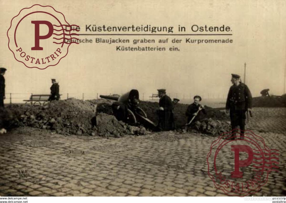 Postales: RPPC OOSTENDE OSTENDE DIE KUSTENVERTEIDIGUNG DEUTSCHE BLAUJACKEN 17*12cm 191415 WWI WWICOLLECTION