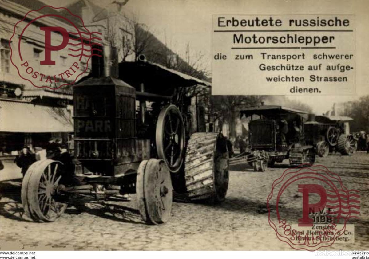 Postales: RPPC ERBEUTETE RUSSISCHE MOTORSCHLEPPER STEAM TRACKING ENGINES RUSSEN 17*12cm 191415 WWI WWICOLLE