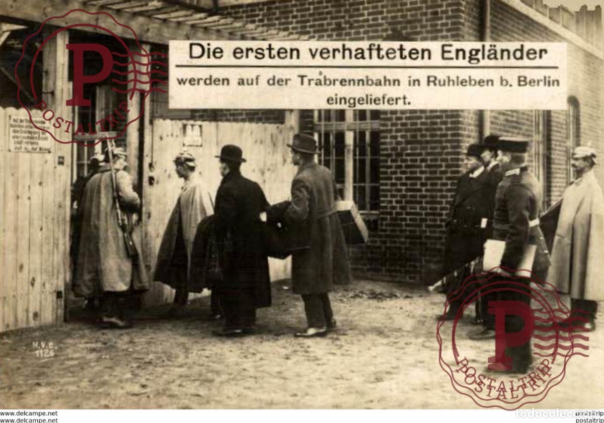 Postales: RPPC DER ERSTEN VERHAFTETEN ENGLANDER TRABRENNBAHN BERLIN 17*12cm 191415 WWI WWICOLLECTION
