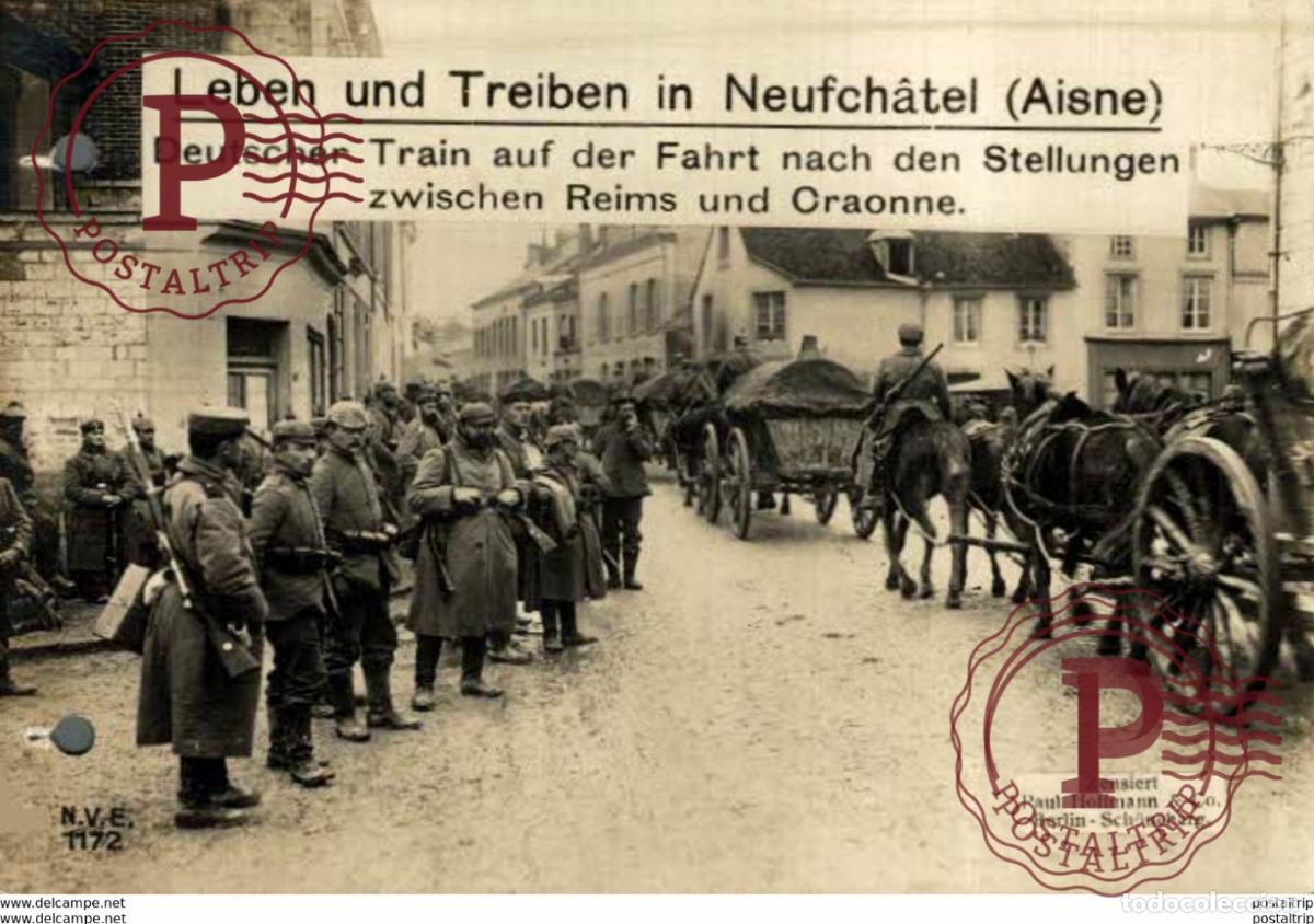 Postales: RPPC PERFORATION SEE SCAN LEBEN UND TREIBEN NEUFCHATEL AISNE REIMS UND CRAONNE 17*12cm 191415 WW