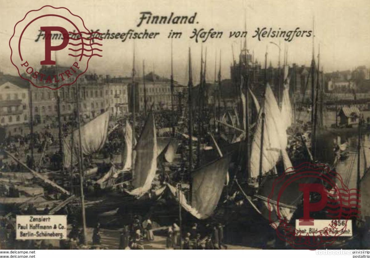 Postales: RPPC FINLAND FINNISCHE HOCHSEEFISCHER HAFEN VON HELSINGFORS 17*12cm 191415 WWI WWICOLLECTION