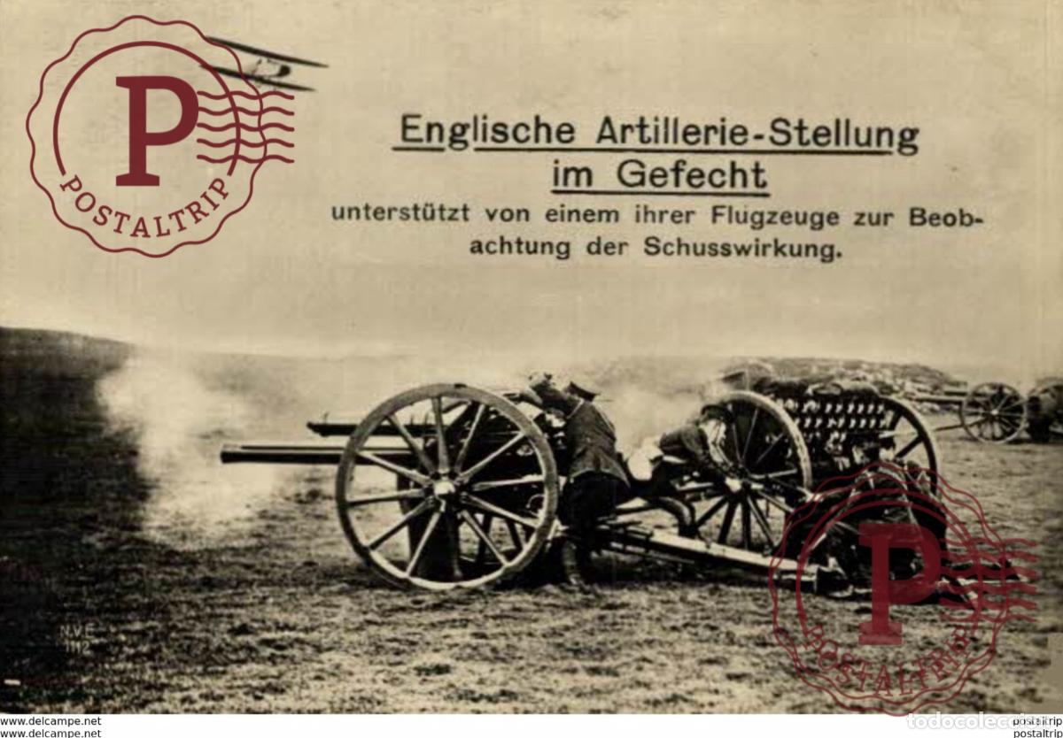 Postales: RPPC CARTE PHOTO 17*12cm. Englische Artillerie-Stellung im Gefecht. 191415 WWI WWICOLLECTION