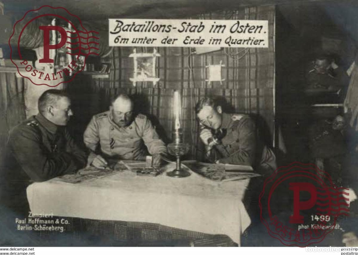 Postales: RPPC CARTE PHOTO 17*12cm. Bataillons-Stab im Osten. Paul Hoffmann 191415 WWI WWICOLLECTION