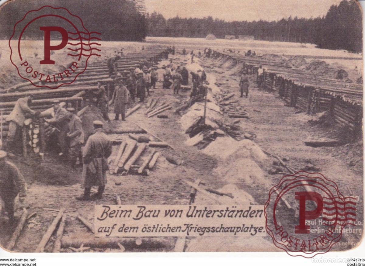Postales: RPPC CARTE PHOTO 17*12cm. Beim Bau von Unterst&auml;nden. Paul Hoffmann 191415 WWI WWICOLLECTION