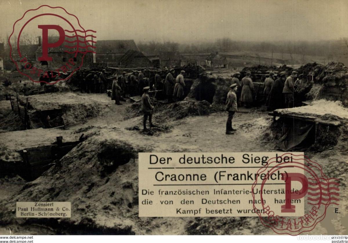Postales: RPPC 17*12cm DER DEUTSCHE SIEG BEI CRAONNE, FRANCE -- ZENSIERT Paul Hoffmann 191415 WWI WWICOLLECT