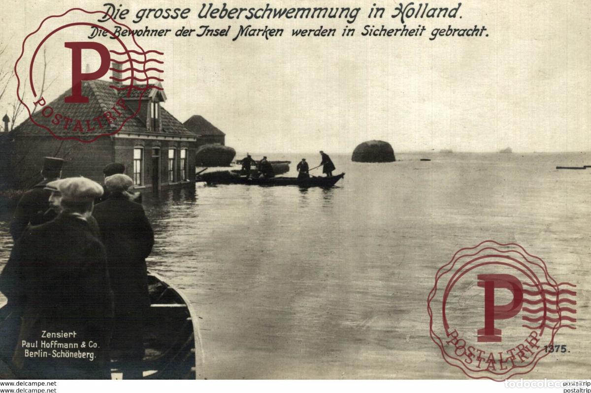 Postales: RPPC 17*12cm INSEL MARKEN GROSSE &Uuml;BERSCHWEMMUNG IN HOLLAND Paul Hoffmann 191415 WWI WWICOLLECTION