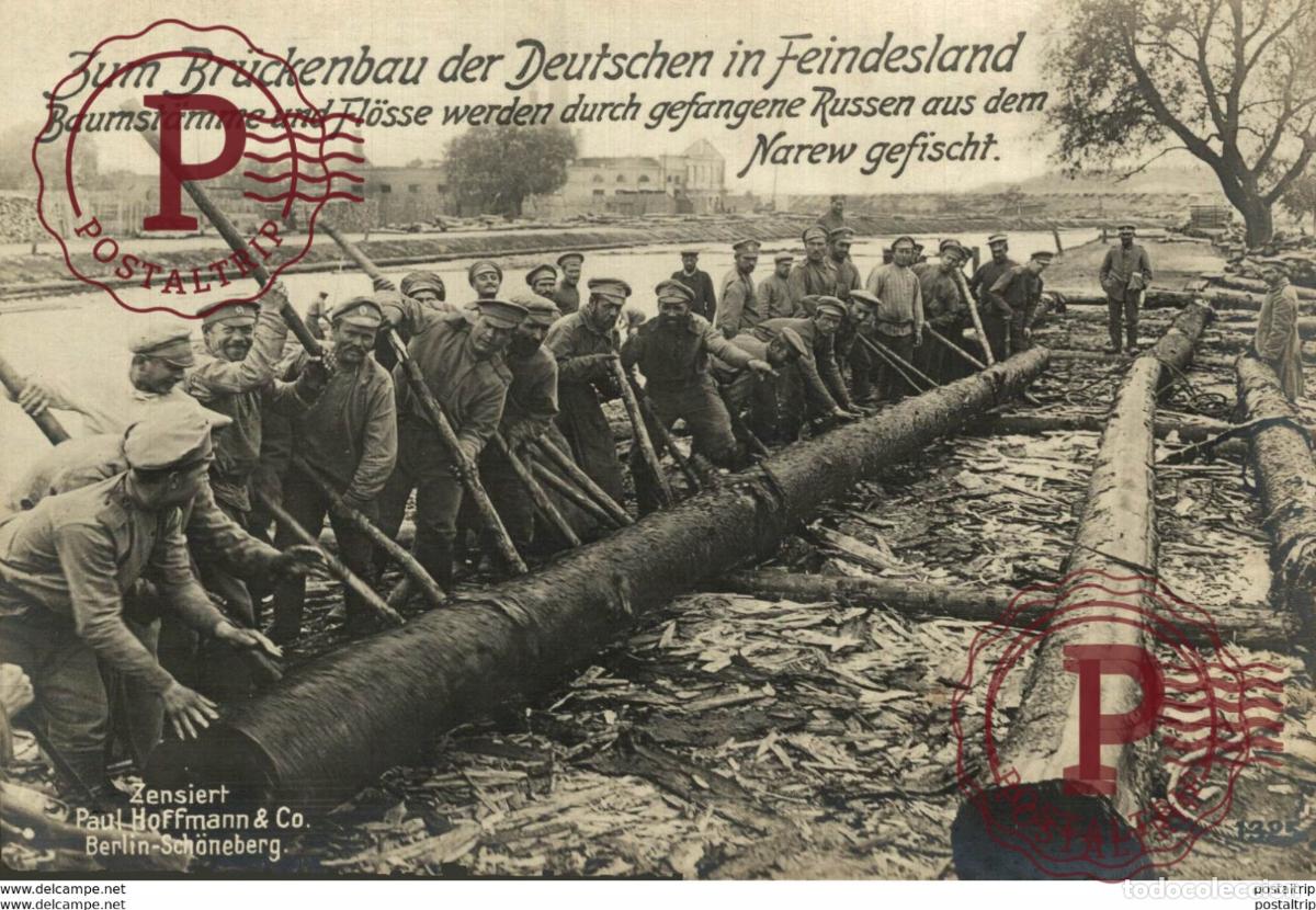 Postales: RPPC 17*12cm RUSSEN AM NAREW BELARUS POLAND ZUM BRUCKENBAU DER DEUTSCHEN Paul Hoffmann 191415 WW