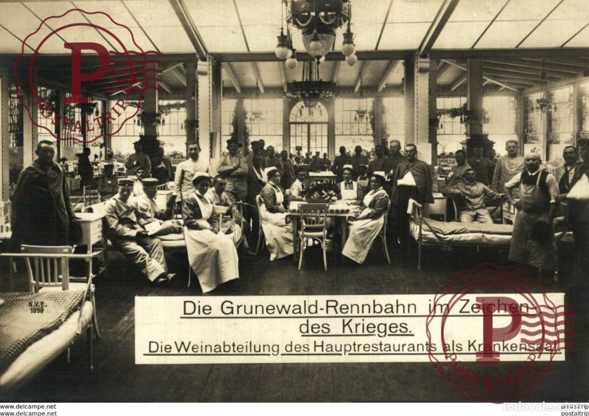 Postales: RPPC 17*12cm GRUNEWALD RENNBAHN IM ZEICHEN DES KRIEGS KRANKENSAAL Paul Hoffmann 191415 WWI WWICO