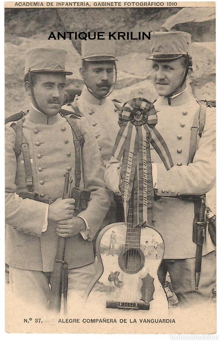 Postales: ACADEMIA DE INFANTERIA 1910 N&ordm; 37 ALEGRE COMPA&Ntilde;ERA DE LA VANGUARDIA / HAUSER MENET / SIN FRANQUEAR