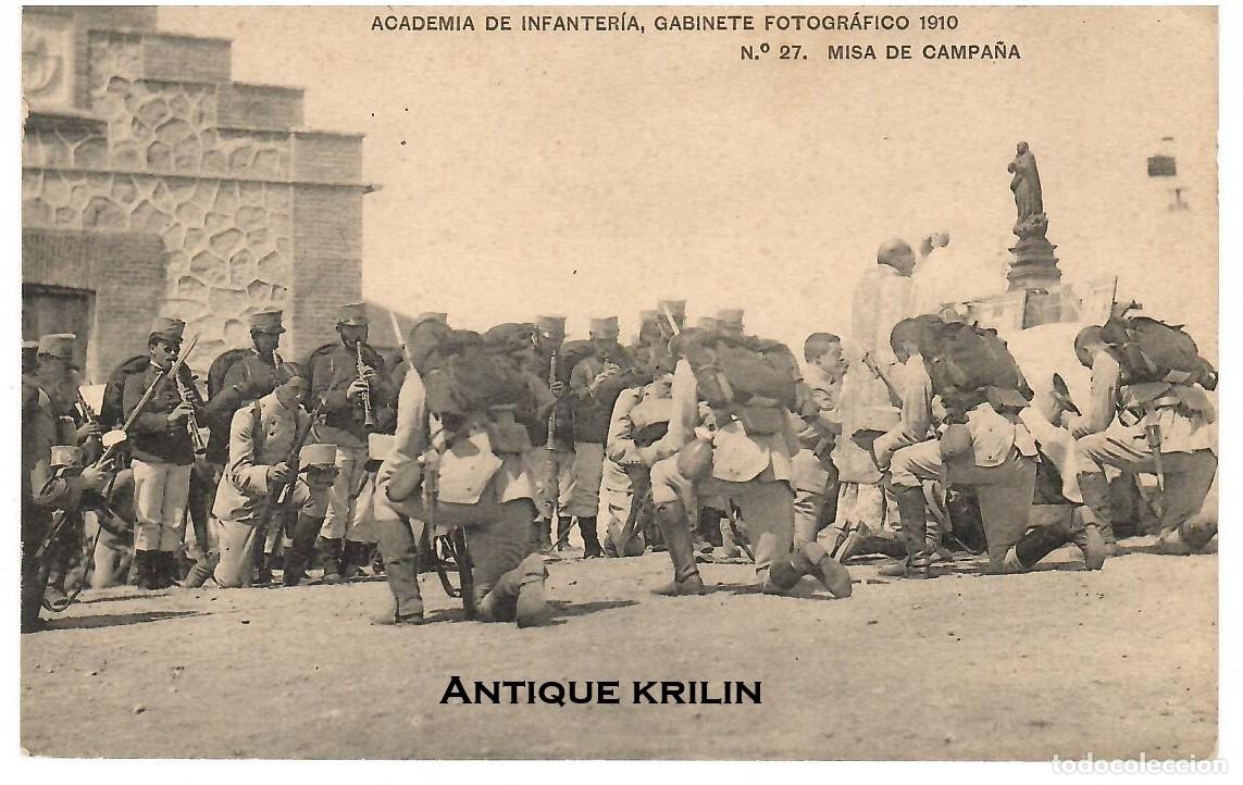 Postales: ACADEMIA DE INFANTERIA 1910 N&ordm; 27 MISA DE CAMPA&Ntilde;A / HAUSER-MENET / SIN FRANQUEAR
