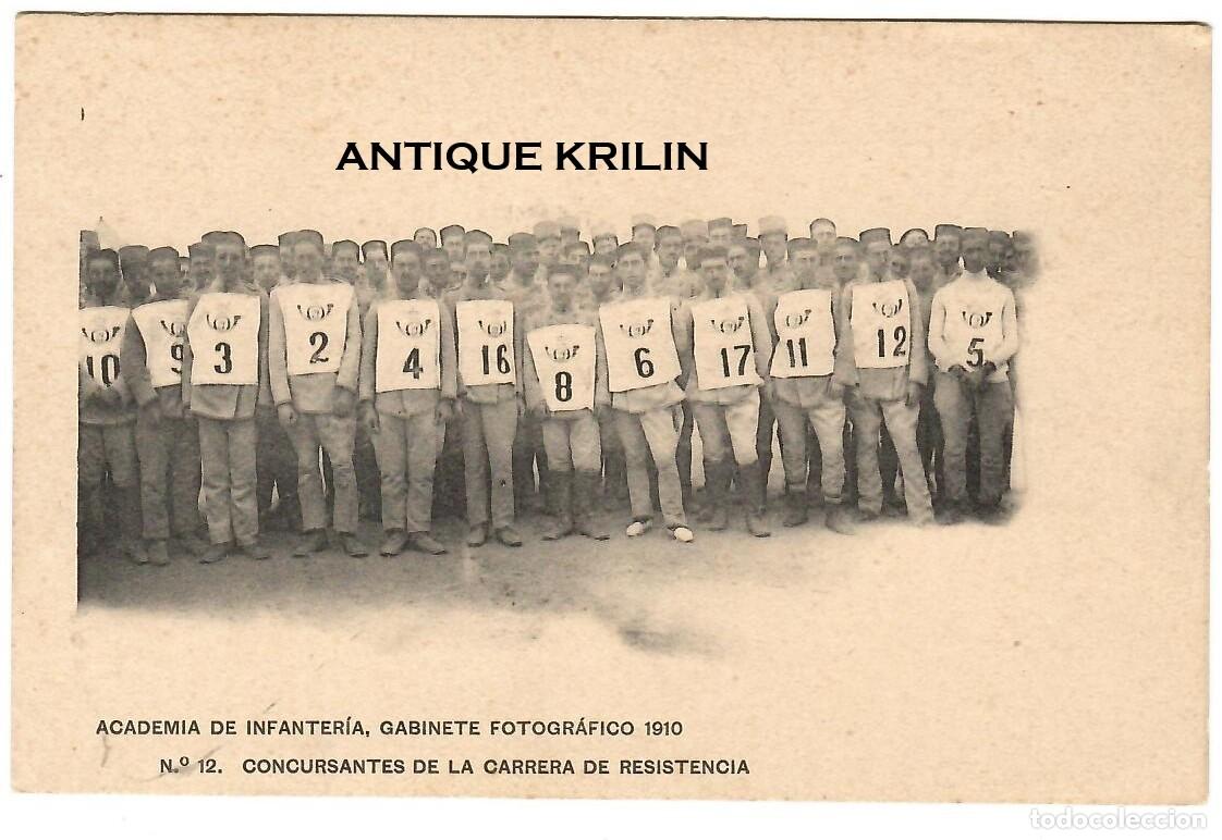 Postales: ACADEMIA DE INFANTERIA 1910 N&ordm; 12 CONCURSANTES CARRERA DE RESISTENCIA / HAUSER-MENET