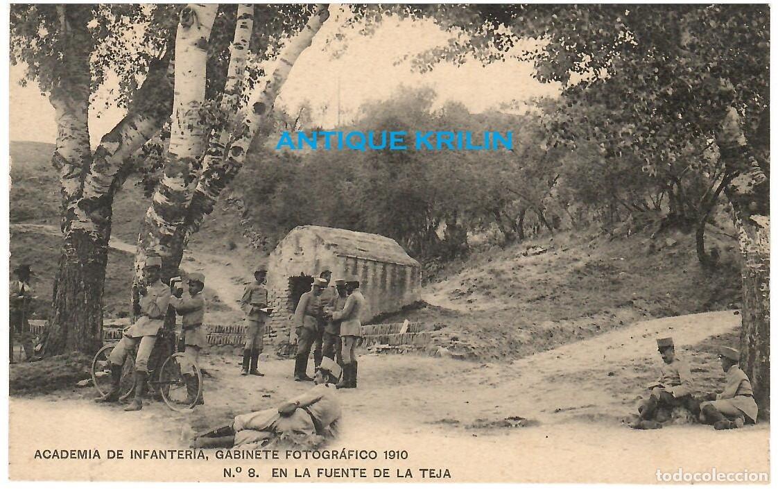 Postales: ACADEMIA DE INFANTERIA 1910 N&ordm; 8 EN LA FUENTE DE LA TEJA / HAUSER MENET
