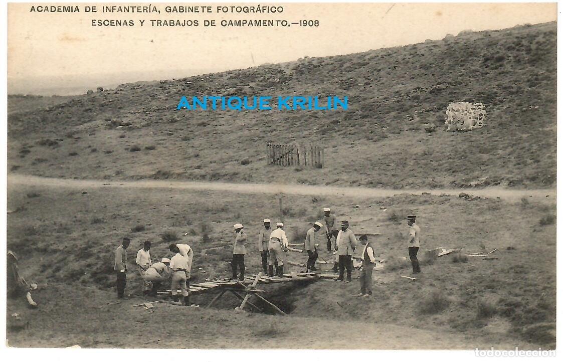 Postales: ACADEMIA DE INFANTERIA 1908 ESCENAS Y TRABAJOS DE CAMPAMENTO / HAUSER MENET