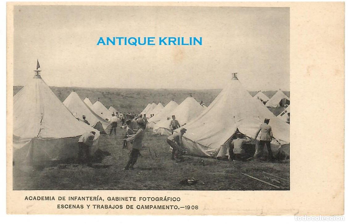Postales: ACADEMIA DE INFANTERIA 1908 ESCENAS Y TRABAJOS DE CAMPAMENTO / HAUSER MENET
