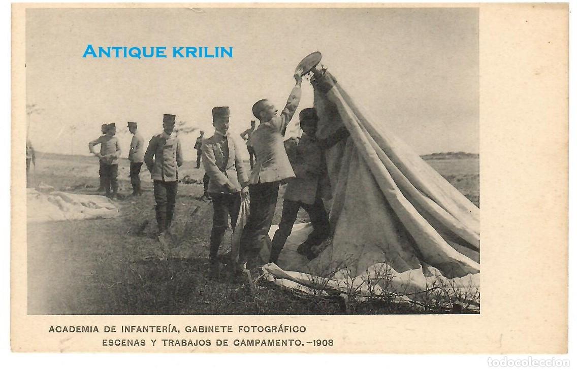 Postales: ACADEMIA DE INFANTERIA 1908 ESCENAS Y TRABAJOS DE CAMPAMENTO / HAUSER MENET