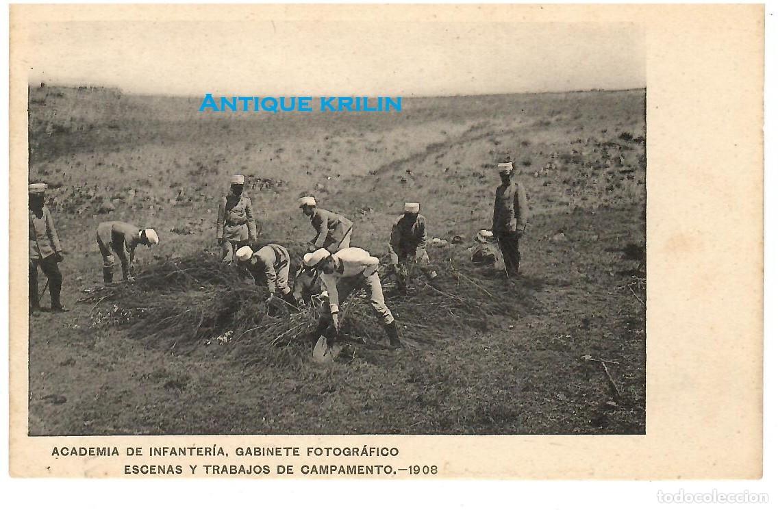 Postales: ACADEMIA DE INFANTERIA 1908 ESCENAS Y TRABAJOS DE CAMPAMENTO / HAUSER MENET