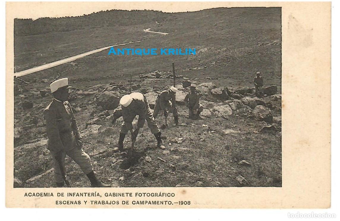 Postales: ACADEMIA DE INFANTERIA 1908 ESCENAS Y TRABAJOS DE CAMPAMENTO / HAUSER MENET